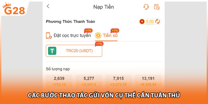 Các bước thao tác gửi vốn cụ thể cần tuân thủ